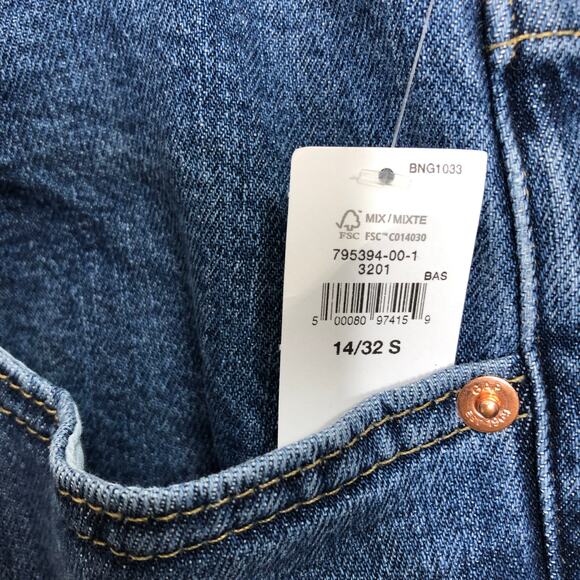 GAP Jeans Straight Cheeky High Rise Button Fly Medium Blue 14 SHORT NEW - Picture 5 of 8